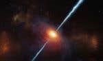 Le quasar P172+18 observé en 2021 et la distance à laquelle il pourrait émettre des ondes radio. Sa lumière a voyagé 13 milliards d’années pour atteindre la Terre; nous pouvons alors l’observer quand l’Univers n’avait que 780 millions d’années.  